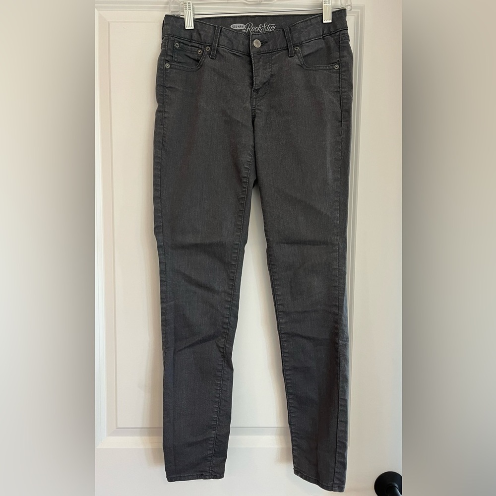 Light Wash Black Skinny Jeans with Shimmer